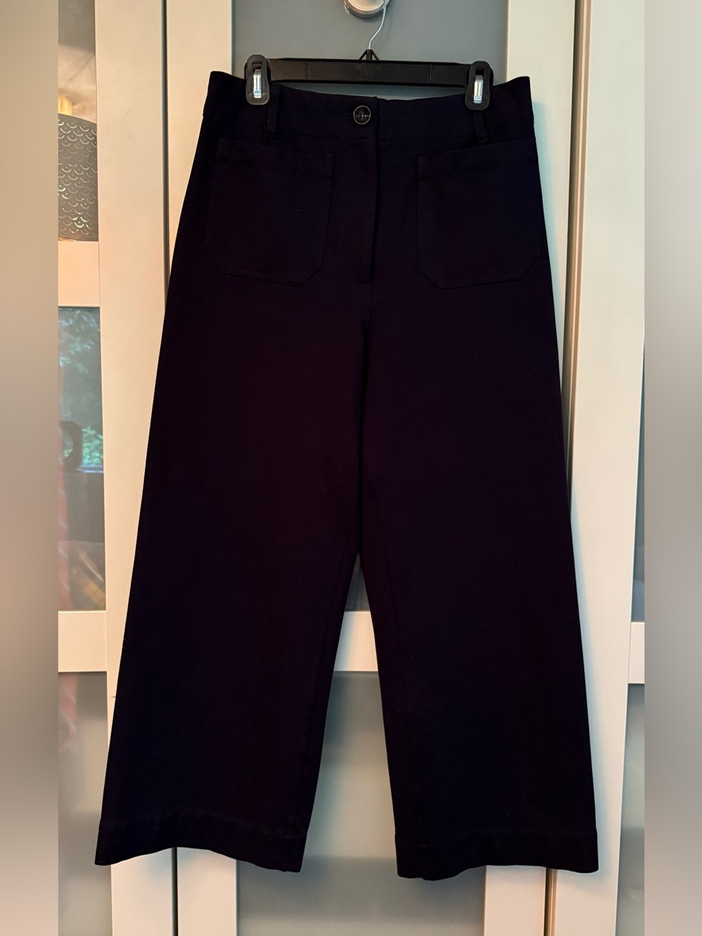 Quince Ultra-Stretch Ponte Cropped Wide Leg Pant – Navy - Regular 10